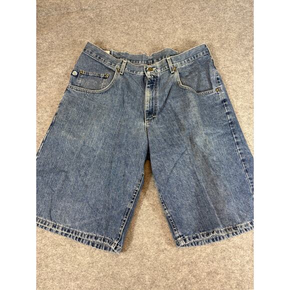 VINTAGE Lee Dungarees Jean Shorts Mens Size 38 Blue Denim Baggy Skater Jorts Y2K - Picture 1 of 5